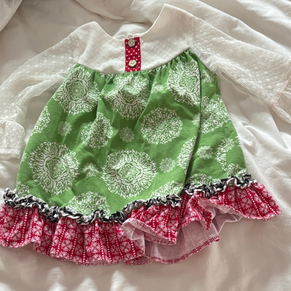 Green and Red Kids Dress